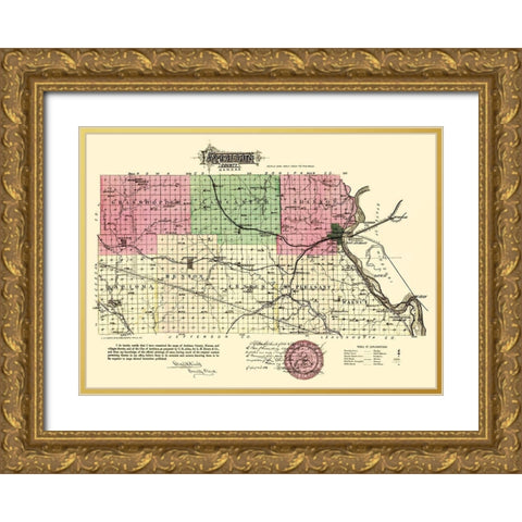 Atchison Kansas - Everts 1887 Gold Ornate Wood Framed Art Print with Double Matting by Everts