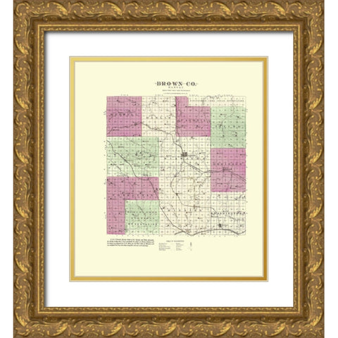 Brown Kansas - Everts 1887 Gold Ornate Wood Framed Art Print with Double Matting by Everts