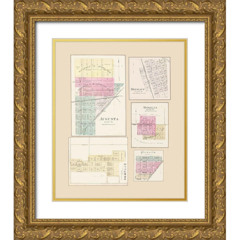 Degraff, Augusta, Rosalia, Aliceville, Ottumwa Gold Ornate Wood Framed Art Print with Double Matting by Everts