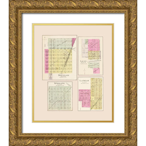 Douglass, Leon, Latham, Wingate Kansas Gold Ornate Wood Framed Art Print with Double Matting by Everts