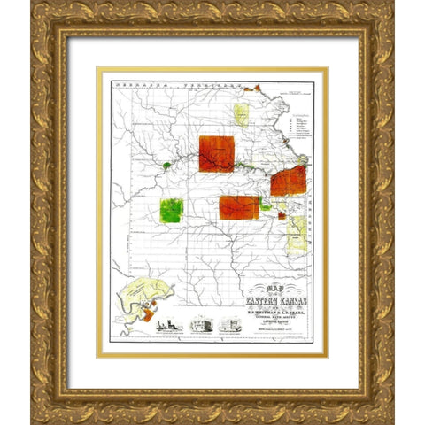 Kansas Eastern - Jewett 1856 Gold Ornate Wood Framed Art Print with Double Matting by Jewett