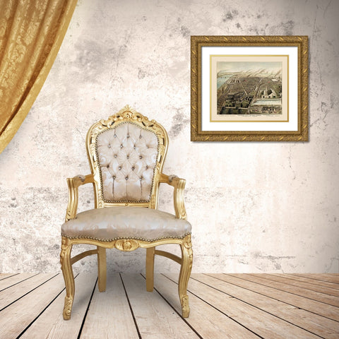 Kansas City Stockyards Kansas - Child 1870 Gold Ornate Wood Framed Art Print with Double Matting by Child