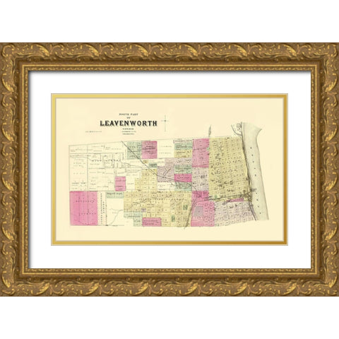 Leavenworth, North, 3 Of 3 Kansas Landowner Gold Ornate Wood Framed Art Print with Double Matting by Everts