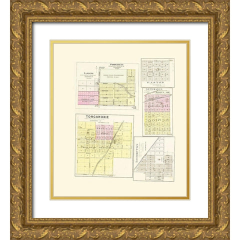 Lecompton, Lansing, Progress, Easton, Tonganoxie Gold Ornate Wood Framed Art Print with Double Matting by Everts