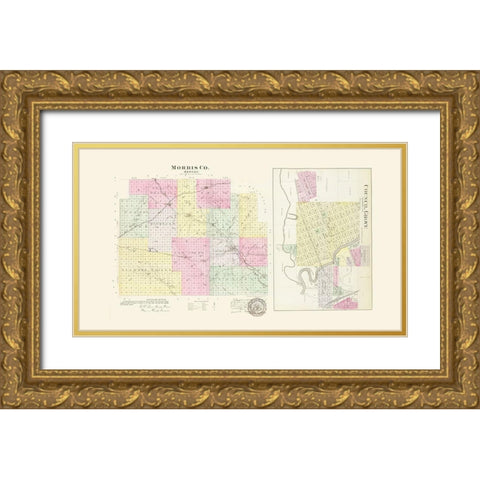 Morris Kansas - Everts 1887 Gold Ornate Wood Framed Art Print with Double Matting by Everts