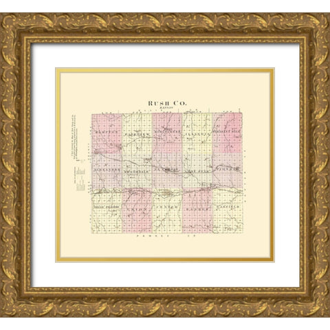 Rush Kansas - Everts 1887 Gold Ornate Wood Framed Art Print with Double Matting by Everts