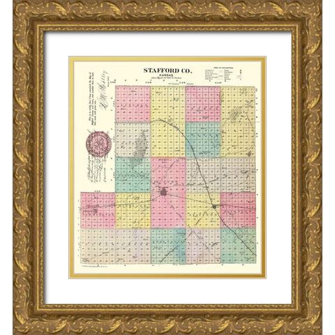 Stafford Kansas - Everts 1887 Gold Ornate Wood Framed Art Print with Double Matting by Everts