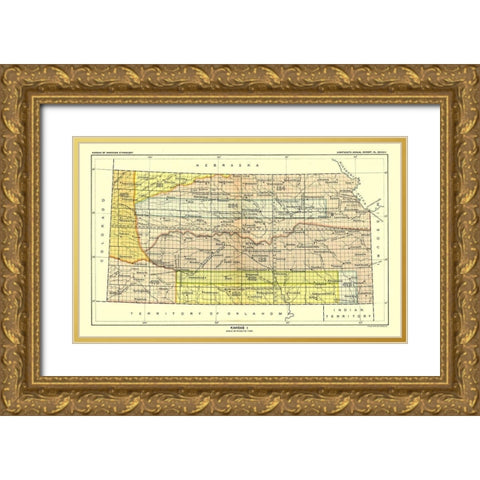 Kansas - Topeka - Hoen 1896 Gold Ornate Wood Framed Art Print with Double Matting by Hoen