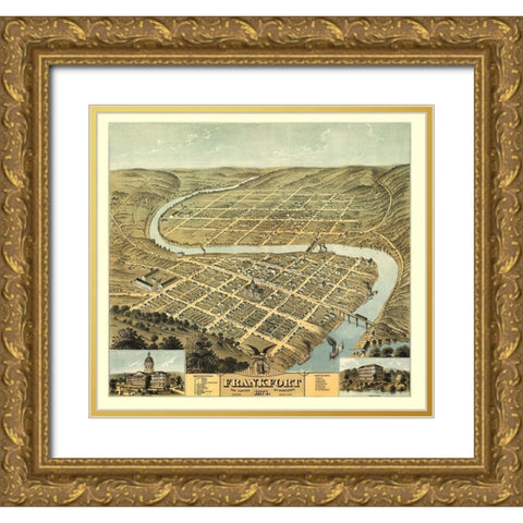 Frankfort Kentucky - Ruger 1871 Gold Ornate Wood Framed Art Print with Double Matting by Ruger