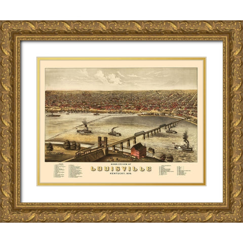Louisville Kentucky - Ruger 1876 Gold Ornate Wood Framed Art Print with Double Matting by Ruger
