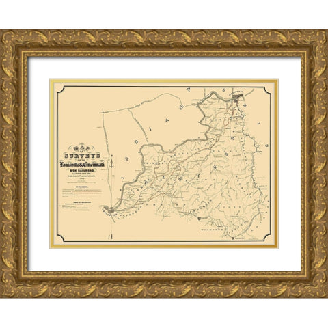 Louisville and Cincinnati Railroad - St John 1866 Gold Ornate Wood Framed Art Print with Double Matting by St John