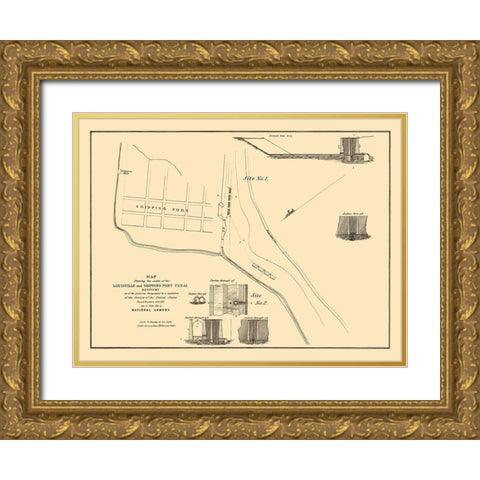 Louisville, Shipping Port Canal Kentucky Gold Ornate Wood Framed Art Print with Double Matting by Gales