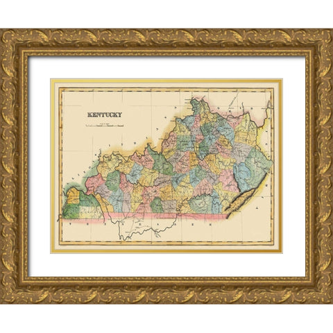 Kentucky - Lucas 1823 Gold Ornate Wood Framed Art Print with Double Matting by Lucas