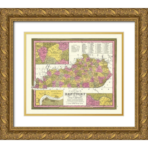 Kentucky - Mitchell 1846 Gold Ornate Wood Framed Art Print with Double Matting by Mitchell
