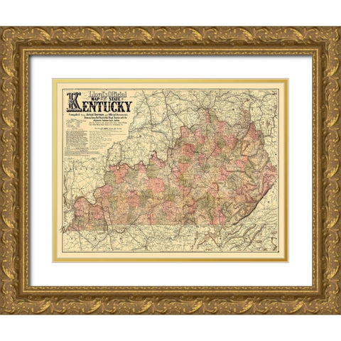Kentucky - Lloyd 1862 Gold Ornate Wood Framed Art Print with Double Matting by Lloyd