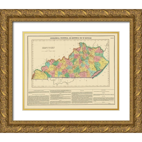 Kentucky - Carey 1822 Gold Ornate Wood Framed Art Print with Double Matting by Carey