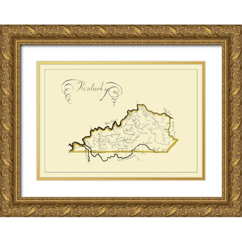 Kentucky - Henshaw 1823 Gold Ornate Wood Framed Art Print with Double Matting by Henshaw