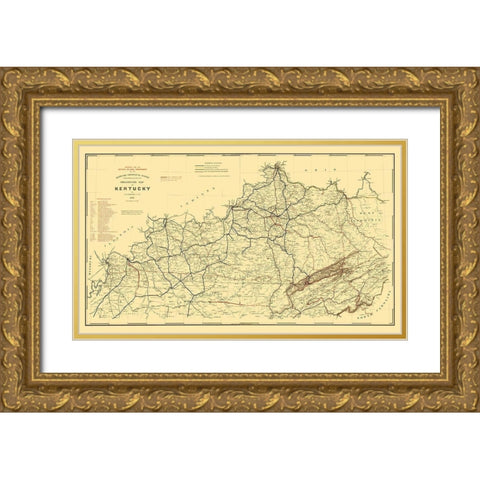 Kentucky Railroad - Hoeing 1891 Gold Ornate Wood Framed Art Print with Double Matting by Hoeing
