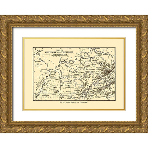 Tennessee Hoods Invasion -Century 1864  Gold Ornate Wood Framed Art Print with Double Matting by Century