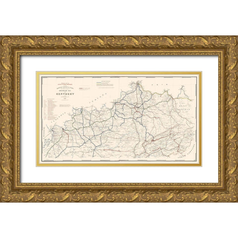 Kentucky Railroads- Hoeing 1891  Gold Ornate Wood Framed Art Print with Double Matting by Hoeing