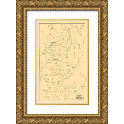 Carrol Parish Louisiana - McFarland 1860  Gold Ornate Wood Framed Art Print with Double Matting by McFarland