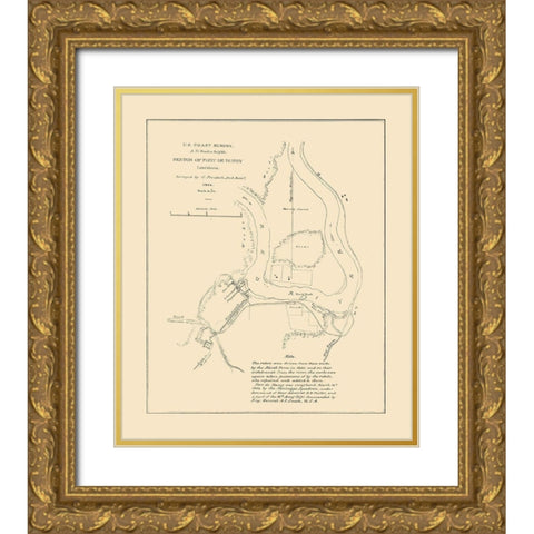 Fort De Russy Louisiana - Bache 1864  Gold Ornate Wood Framed Art Print with Double Matting by Bache