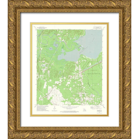 Holloway Louisiana Quad - USGS 1972 Gold Ornate Wood Framed Art Print with Double Matting by USGS