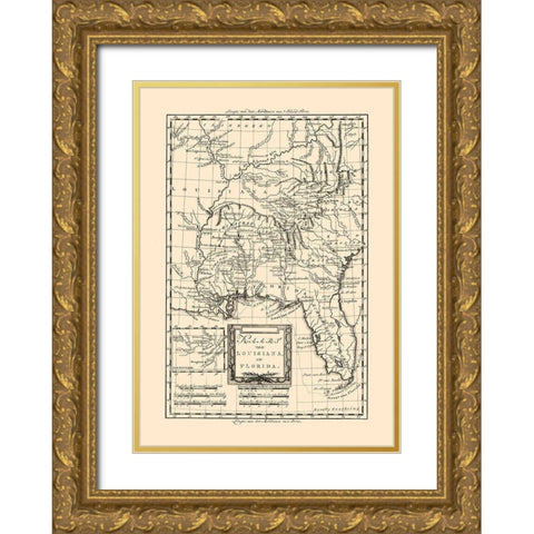 Louisiana Florida -1785 Gold Ornate Wood Framed Art Print with Double Matting by Unknown