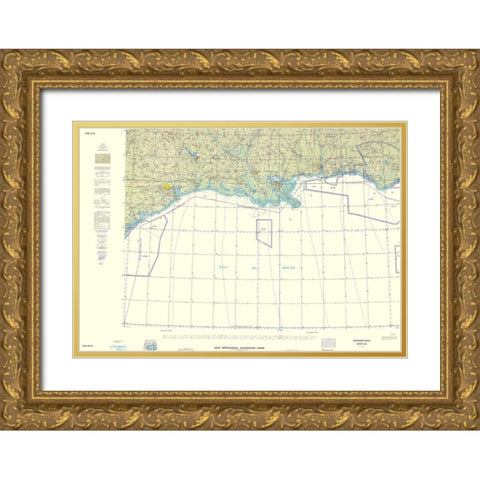 Mississippi Delta Texas Louisiana Alabama Sheet Gold Ornate Wood Framed Art Print with Double Matting by USAF