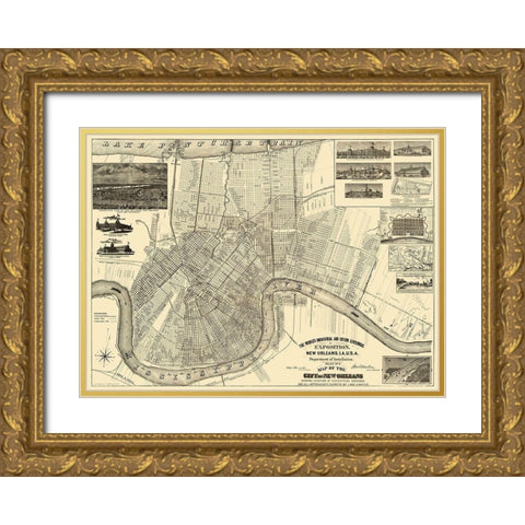 New Orleans Louisiana Expositiion - Burke 1890 Gold Ornate Wood Framed Art Print with Double Matting by Burke