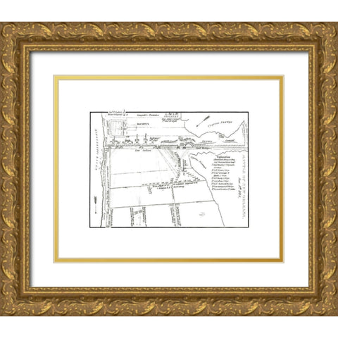 Battle of New Orleans  Louisiana Jan 8th 1814 Gold Ornate Wood Framed Art Print with Double Matting by Unknown