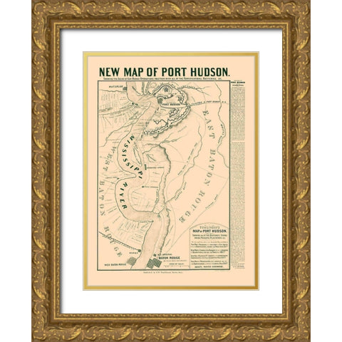 Port Hudson Louisiana - Tomlinson 1863  Gold Ornate Wood Framed Art Print with Double Matting by Tomlinson