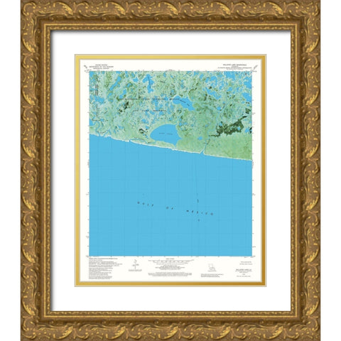 Rollover Lake Louisiana Quad - USGS 1979 Gold Ornate Wood Framed Art Print with Double Matting by USGS