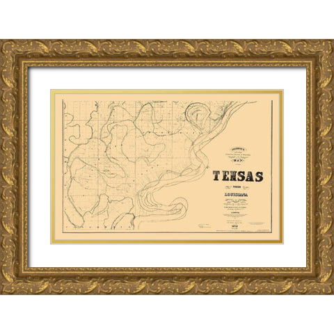 Tensas Parish Louisiana - Johnson 1873  Gold Ornate Wood Framed Art Print with Double Matting by Johnson