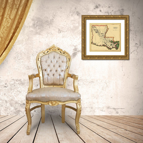 Louisiana - 1814 Gold Ornate Wood Framed Art Print with Double Matting by Carey