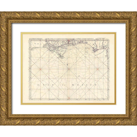 Louisiana and West Florida Coast - Jefferys 1768 Gold Ornate Wood Framed Art Print with Double Matting by Jefferys