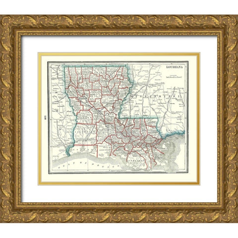 Louisiana - Rathbun 1893 Gold Ornate Wood Framed Art Print with Double Matting by Rathbun