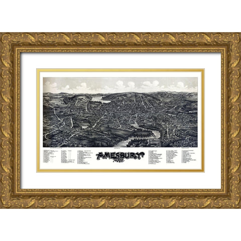 Amesbury Massachusetts - Norris 1890  Gold Ornate Wood Framed Art Print with Double Matting by Norris