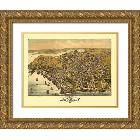 Beverly Massachusetts - Greenough 1886  Gold Ornate Wood Framed Art Print with Double Matting by Greenough