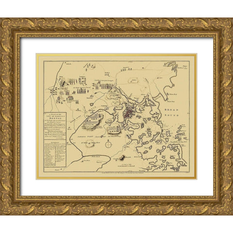 Boston Massachusetts - Hall 1775 Gold Ornate Wood Framed Art Print with Double Matting by Hall