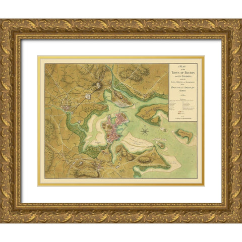 Boston Massachusetts - Page  1776 Gold Ornate Wood Framed Art Print with Double Matting by Page