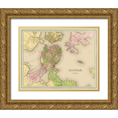 Boston Massachusetts - Castle 1841 Gold Ornate Wood Framed Art Print with Double Matting by Castle