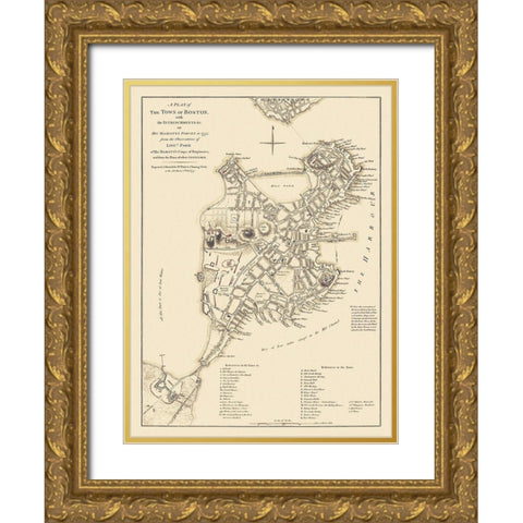 Boston Massachusetts - His Majestys Corps 1775 Gold Ornate Wood Framed Art Print with Double Matting by His Majestys Corps