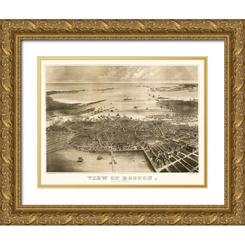 Boston Massachusetts - Fuchs 1870 Gold Ornate Wood Framed Art Print with Double Matting by Fuchs