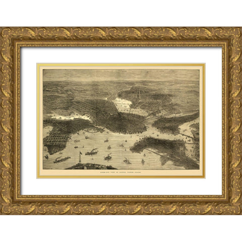 Boston Massachusetts - Sulman 1870  Gold Ornate Wood Framed Art Print with Double Matting by Sulman