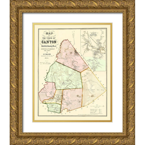 Canton Massachusetts - Kollners 1855 Gold Ornate Wood Framed Art Print with Double Matting by Kollners