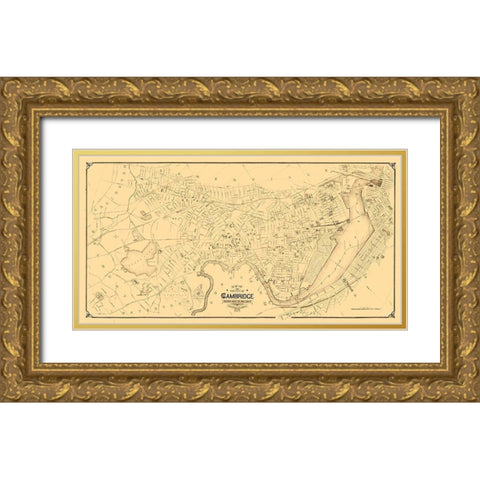 Cambridge Massachusetts - Hastings 1894  Gold Ornate Wood Framed Art Print with Double Matting by Hastings
