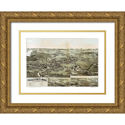 Cochituate Massachusetts - Norris 1887  Gold Ornate Wood Framed Art Print with Double Matting by Norris