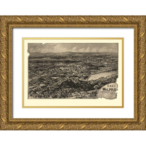 East Walpole Massachusetts - Poole 1898  Gold Ornate Wood Framed Art Print with Double Matting by Poole