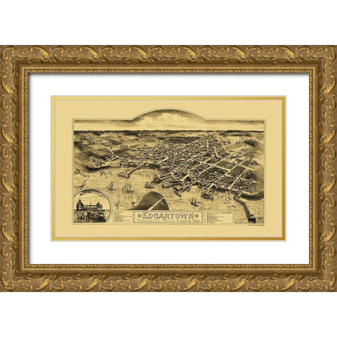 Edgartown Marthas Vinyard Massachusetts Gold Ornate Wood Framed Art Print with Double Matting by Walker